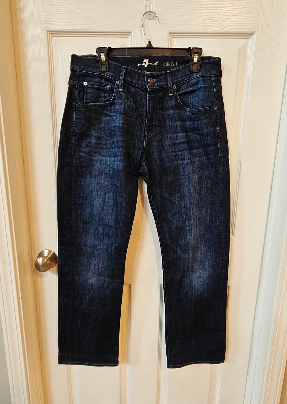 7 For All Mankind Austyn Jeans Men’s 33x30 Dark Wash Straight Leg Stretch Denim